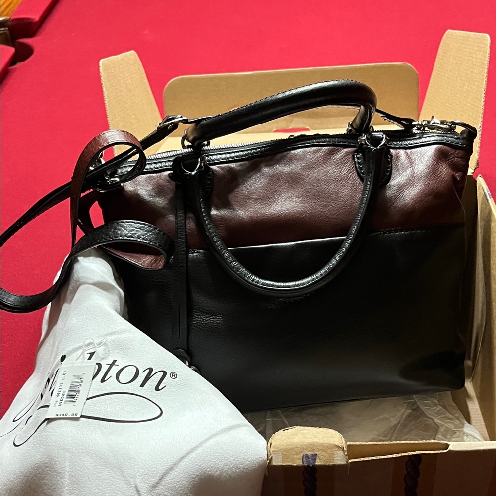 Brighton Two-Tone Black and Brown Satchel